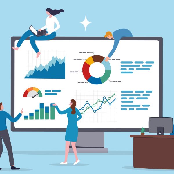 Chart and graph, datum research statistics, inforgraphic financial review, project planning diagram, business information analysis, business people help analyze data on computer monitor dashboard. Before and After EQ: What the Data Says About Our Training's Impact